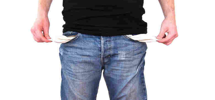 New Insurance Product to Guarantee Child and Spousal Support Payments During Unemployment man with empty pockets