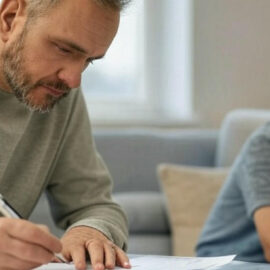 Parents discussing a collaborative divorce with children in mind